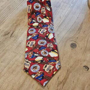 Blue Bell Tie Ice Cream Rare 100% Silk Rare Buffalo Bay Red Scoop Logo